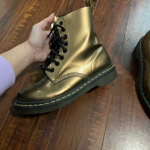 Gold chrome Dr Marten pascal boots size 7